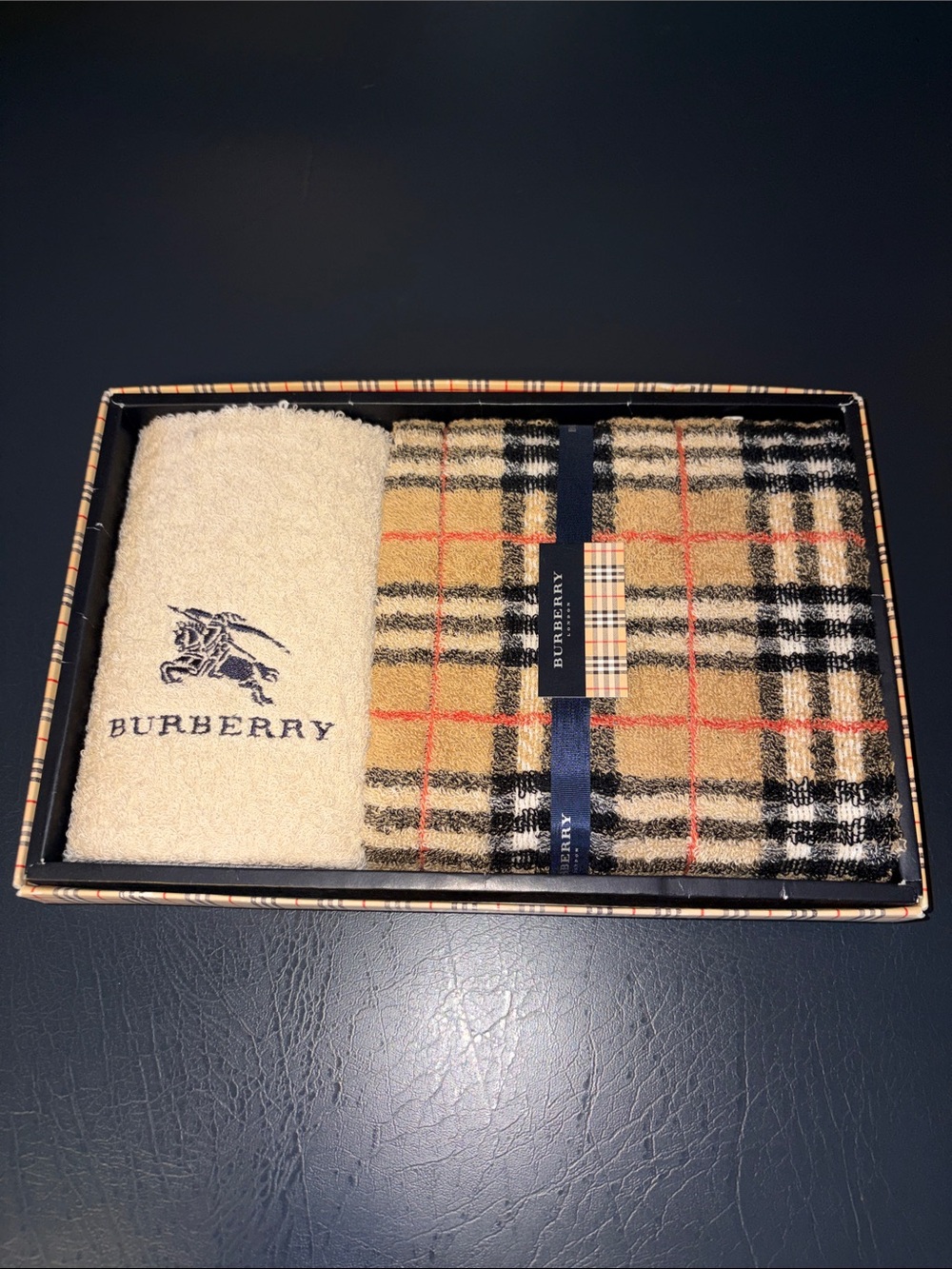 Burberry Check Cotton Towel Set Face & Wash Towels 100% Cotton